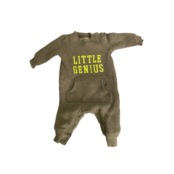 Carter's Newborn Gray “ Little Genius” Knit Onesie One Piece Sleeper - Picture 1 of 3